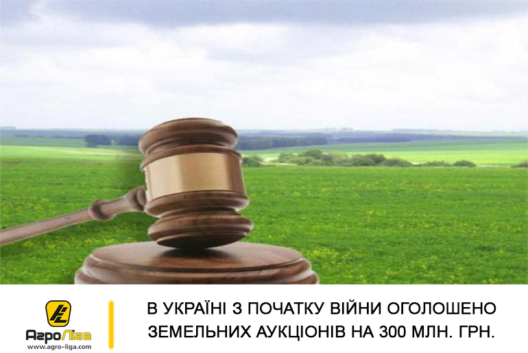 В Україні з початку війни оголошено земельних аукціонів на 300 млн. грн.